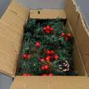 Glintoper Lighted Artificial Christmas Urn Filler, Prelit Xmas Pine Trees with Cones, Golden & Red Berries, Tripod Stake and 60 LED Lights, Outdoor Light Up Planter Filler Holiday Home Decor, 2 Pack