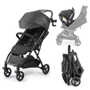 Ingenuity 3Dquickclose CS+ Compact Fold Stroller Lightweight Stroller with Oversized Canopy, Extra-Large Storage and Compact Fold, Black