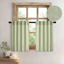 MIULEE Sage Green Kitchen Curtains 24 Inch Length 2 Panels, Soft Thick Linen Textured Semi Sheer Light Filtering Short Cafe Tier Curtains for Small Half Window Bathroom Laundry Back Tab Rod Pocket (26"W x 24"L (Pack of 2))