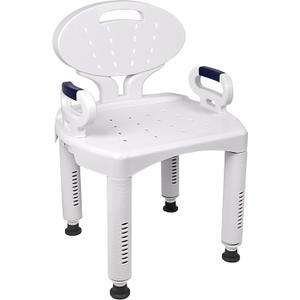 Vaunn Medical Shower Chair Bath Seat with Padded Arms, Removable Back and Adjustable Legs for Bathtub Safety (Wide Chair With Arms)