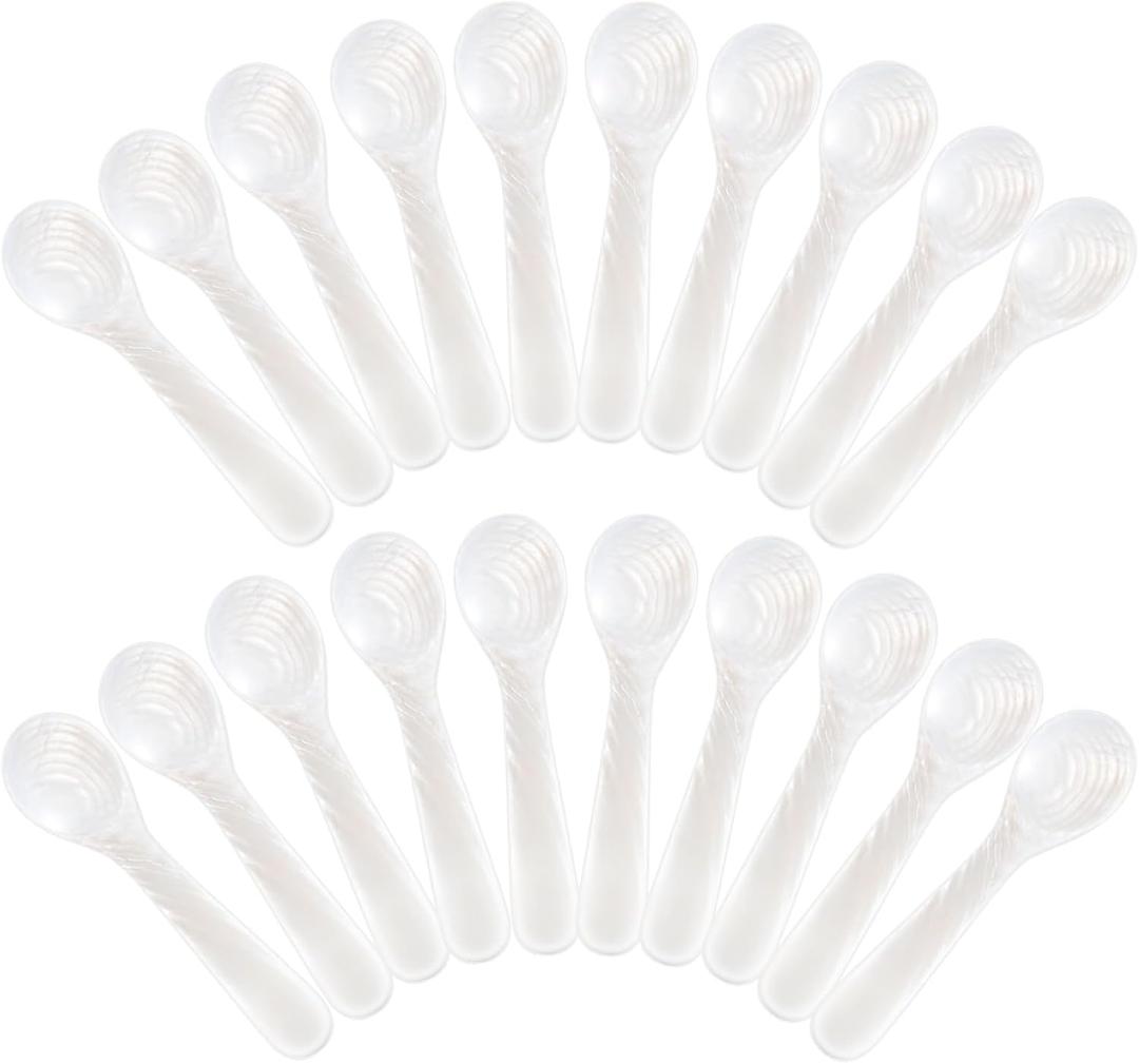Patelai 20 Pieces Set of Caviar Spoons Mother of Pearl Spoons with Handcraft Round Handle for Caviar, Egg, Ice Cream, Coffee, Kitchen, Restaurant for Serving Caviars (8cm/3.15 Inch)