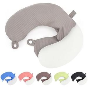 Zebrabox Travel Neck Pillow Cover U Shape Necks Pillows Case Replacement Covers Soft and Smooth Black Gray (ONLY Pillow Cover, No Filler)