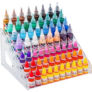 Acrylic Paint Organizer (7 Tier), Painting Bottle Holder, Clear Nail Polish Holder Rack Shelf, Acrylic Paint Storage Organizer, Craft Holder Rack for Alcohol Inks and Food Coloring (Clear)