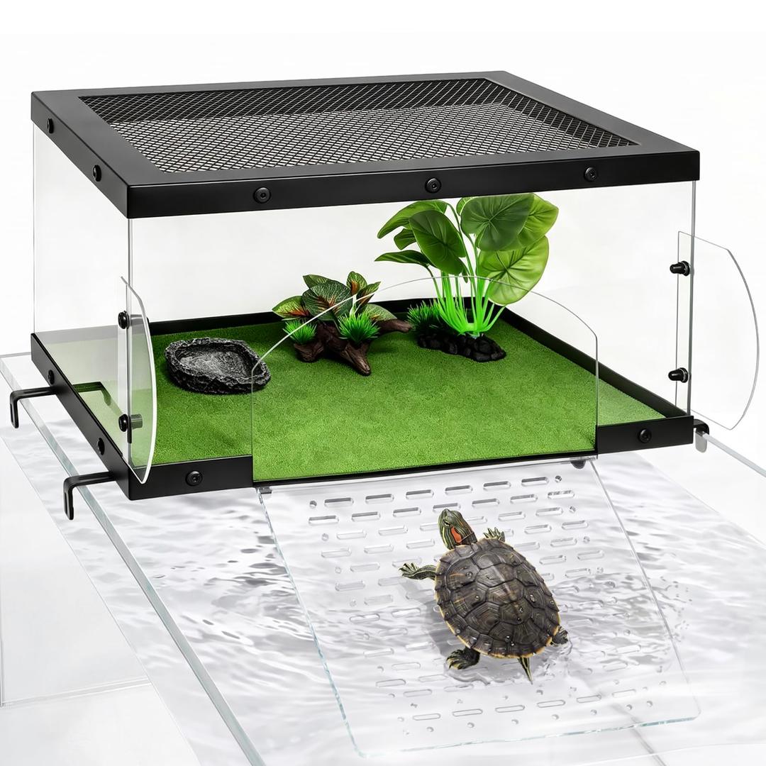 AZV Turtle Basking Platform,XLarge Turtle Topper Escape-Proof Side Panels