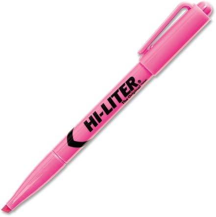 7 x Avery Hi-Liter Pen-Style Highlighters, Fluorescent Pink Ink, Chisel Tip, Pink/black Barrel, Dozen