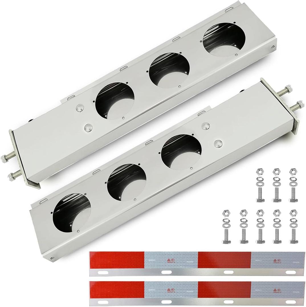 Mud Flap Hanger for Semi Truck 4" Light Cutouts Stainless Steel(Round)