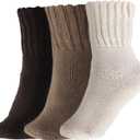BenSorts Women's Winter Boots Socks Thick Warm Cozy Crew Socks Solid Color Gifts (Medium, Dark Brown Light Brown Beige 3 Pairs)