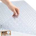 GORILLA GRIP Patented Bath Tub Shower Mat, Machine Washable Bathtub Floor Liner Mats, Suction Cups and Drain Holes to Keep Tubs Clean, Soft on Feet, Bathroom Essentials, 35x16 Inch, Clear