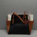 LOVEVOOK Laptop Tote Bag for Women With Large Cup Holder, Leather Work Tote Bag for Women,15.6 Inch Professional Computer Briefcase Business Teacher Commuter Shoulder Bag, Office Travel Gift (Black-white-brown)