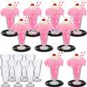 Dingion 50's Soda Shop Party Decor 50's Theme Party Decorations Includes Soda Glass Straws Artificial Carnation Flowers Cherries Records Crepe Paper for Retro Decorations(9 Sets)