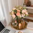 Erweicet Artificial Flowers 3 Bundles Fake Fall Flowers Pink Fake Roses Autumn Faux Flowers Silk Bouquets with Hydrangea Arrangement for Fall Wedding Party Bridal Baby Shower Home Decor(Champagne)