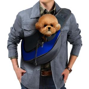 Pet Dog Sling Carrier, Breathable Mesh Adjustable Puppy Sling Carrier Hand Free for Dog Cat Rabbit, L, Blue (16.5"L x 10.2"W x 2.0"H)