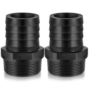 2 Pieces Pool PVC Fitting Tube Fitting Adapter Barbed Hose Fittings Barbed x NPT Male for Industrial Tube Portable Water Garden Kitchen Hose Swimming Pool Pump(2",Black,2 Pcs)
