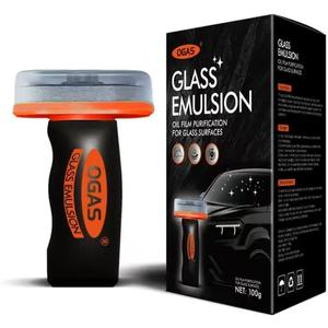 HRIOEKAX Glass Oil Film Remover for Car, 100ml Roll-On Glass Compound with Cleaning Board, Removes Oil Film & Smudges, Improve Windshield Clarity for Safe Driving