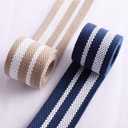 Fashion Striped Webbing Heavy Duty Polyester Webbing 1 1/2" Woven Ribbon Trims Crossbody Bag Purse Strap for Lanyard DIY Crafts (Navy Bule, 3yards) (Black,Blue)