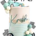 Vintage Race Car Cake Topper for Racing Car Checkered Flag Birthday