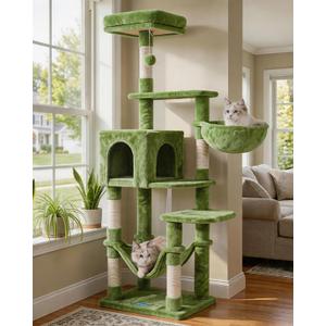 Hey-brother Cat Tree, Multi-Level Sisal Covered Scratching Posts, MPJ050GR