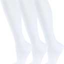 FuelMeFoot 3 Pack Copper Compression Socks - Compression Socks Women & Men Circulation - Best for Medical,Running,Athletic (White, XL)