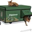 Weatherproof Heated Cat House for Outdoor in Winter, Heated Cat Bed Kitty Shelter with Cat Heating Pad, Insulated & Safe Escape Door, Warm Home for Outside Stray Cat, 16"x26"x14
