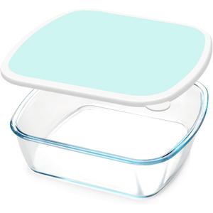 NUTRIUPS Glass Baking Dish with BPA Free Lids, Square Baking Pan, with White Contrast Lid (Mint Green, 9 x 9)