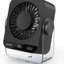 Rechargeable USB Desk Fan - 199 Speeds, 5000mAh 18-Hour Battery, 120 Adjustable Tilt, Small Quiet Table Fan Portable Desktop Fans for Bedroom Home Office Camping Travel Essentials (Black)