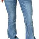 Women's Stretch Low Rise Double Button Elastic Skinny Vintage Flare Jeans S