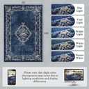FlyDOIT 8x10 Large Area Rugs for Living Room, Navy Blue Washable Floral Vintage Boho Rug, Non-Slip Soft Low Pile Indoor Throw Carpet for Bedroom Dining Room Entryway College Dorm Office Decor