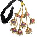 Traditional Punjabi Paranda for Hair Handmade Black Thread Choti with Golden Beads, Colorful Embroidery & Sequin Tassels Ethnic Bridal & Festive Hair Accessory (33" Length)