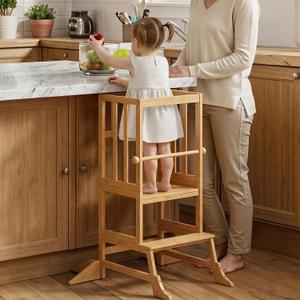 COSYLAND Toddler Standing Tower - Adjustable Height Kitchen Stool Helper
3-level toddler step stool, 200 lb capacity, easy setup, removable rail, anti-tip feet, non-slip pads for kitchen sink & bath