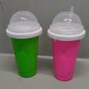 2PCS Slushie Maker Cup, Quick Frozen Magic Cups for Homemade Milk Shake Ice Cream Maker, Double Layer Squeeze Slushy Maker Cup, Birthday Gifts for Kids,Friends,Family (Green+Pink)
