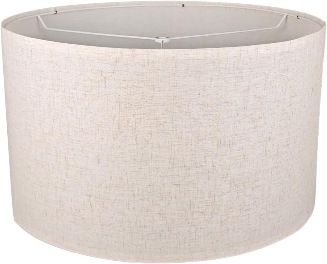Line Lamp Shades, Assembly Required Large Drum Lampshade 18" Top x 18" Bottom x 12" High, Replacement Lamp Shades for Table Lamps, Floor Lamps, Spider Fitter