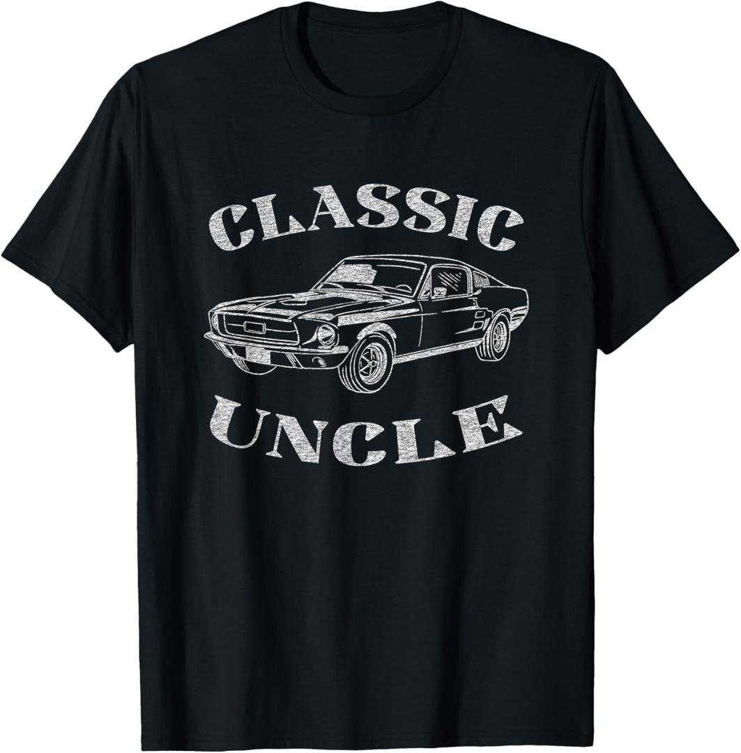 Funny Uncle Saying Classic Car Graphic T-Shirt,small