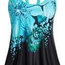 HUSKARY Tankini Tops for Women Flowy Swim Top Removable Padded Loose Fit Modest Bathing Suits No Bottom,XL