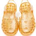 Girls Jelly Sandals Summer Costume Princess Dress Flat Breathable Waterproof Fisherman Gladiator Shoes For Girl Closed Toe Beach Flat-Sandals For Toddler Little Kid Big Kids (Gold)