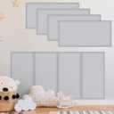 4 Pack Wall Padding for Playroom Peel and Stick Headboard 15.75" x 7.87" x 1.18" 3D Anti Collision Upholstered Wall Panels Self Adhesive Headboard Panel for Protection (Light Gray)