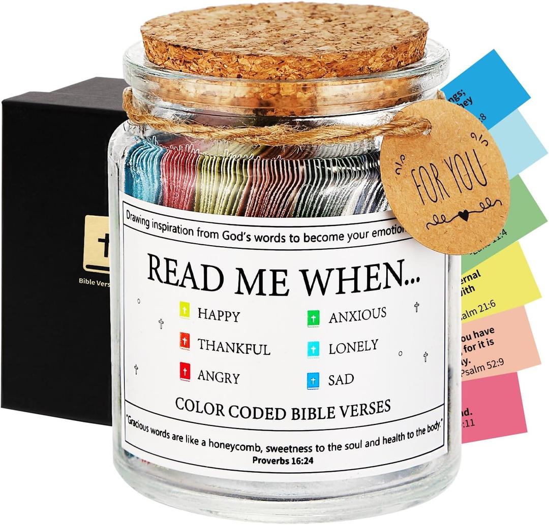 Bible Verse Jar,Scripture Prayer Cards Holy Read Me When Bible Verses Jar,Religious Communion Confirmation Baptisms Christian Gifts for Women Men Teen Girls,Birthday Mothers Day Gifts for Mom Wife