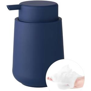 YAUKPH Matte Navy Blue Foaming Hand Soap Dispenser Plastic 11 oz - Modern Minimalist Style for Bathroom & Kitchen Countertop Refillable