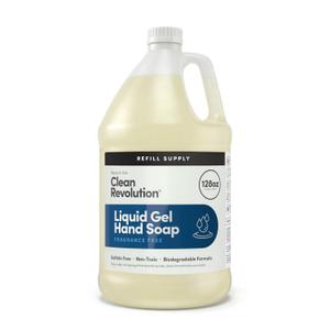 Clean Revolution Liquid Gel Hand Soap, Silky Rich Liquid, Quick Lather, Fast Rinsing, (Fragrance Free) 128 Fl Oz
