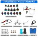 31PCS Radiator Coolant Pressure Tester Kit, Cooling System Radiator Leak Tester and Vacuum Refill Kit for Automotive Cooling System Water Tank Leakage Detection