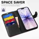 TUCCH Wallet Case for iPhone 17 (6.3") 2025, RFID Blocking 4 Card Slots, Kickstand, Shockproof TPU Shell, PU Leather, Magnetic Closure, Protective Flip Folio Cover, Black & Brown