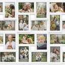 J.M.Deco Collage Picture Frames for Wall 24 Slots, Large Photo Frame Gallery Puzzle Collage Wall Hanging for 4 x 6 Photo, Christmas Gift for Family or Friends - Pure White
