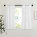 NICETOWN White Sheer Curtains 45 inches Long for Bedroom, Rod Pocket & Back Tab Linen Blend Window Treatments Semi Sheer Privacy Drapes with Light Filter for Farmhouse, W29 x L45, 2 Panels