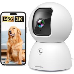 5G Pet Camera Indoor with Phone App, 3K Cat Dog Cameras with Speaker, Pan-Tilt WiFi Baby Monitor Camera for Home Security, Pet/Facial AI Detection Motion Tracking, 2-Way Talk, 2.4G/5G Wi-Fi