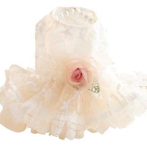 AZA Dog Wedding Dresses Retro for Small Dogs Skirt Lolita Puppy Clothes Rose Flowers Princess Costume Pet Girl Cat Cute Coat Outfits Summer Costumes (L,Rose)
