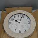 Presentime & Co Sandstone Outdoor Clock with Thermometer & Hygrometer as All in one Weather Station, 14", Coastal Sandstone Finish. Weather Thermometer, Outdoor Décor, Wall Décor.