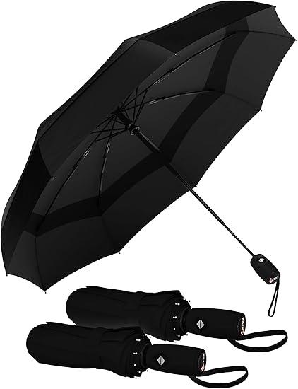 REPEL Windproof Travel Umbrella - Compact & Withstands Winds up to 85MPH , Strongest Premium Auto Folding Umbrella for Rain and Sun - Durable, Light & Portable for Women & Men , Fits Backpack & Cars 3pcs, 