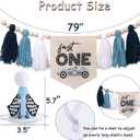 Fast One Race Car HighChair Banner - Milestone Set High Chair Banner & Hat, Blue Decor 1st Birthday Celebration, First Lap Event Baby Photo Props