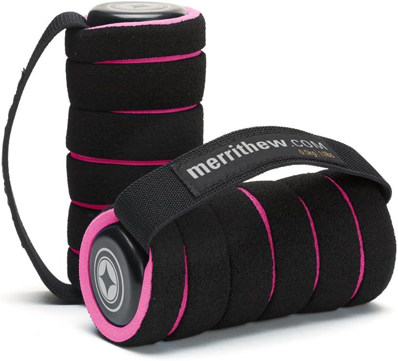 Merrithew Mini Hand Weights, Pair (Pink and Black), 1.1 lbs / 0.5 kg Each