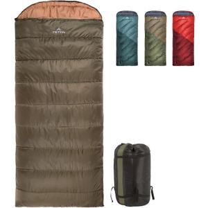 Teton Celsius Regular, 25F, 20F, 0F Degree Sleeping Bags, All Weather Bag for Adults and Kids, Camping Made Easy and Warm, Travel Sack Included (Green (left zip))