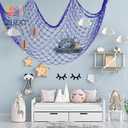 ZUEXT Dark Blue Decorative Fishing Net 80x40 Inch, 2PCS Picture Fish Net, Mermaid Net Cotton Fishnet Wall Hanging Decor for Hawaiian Nautical Beach Party, Fishnet Photo Display Sea Themed FishNet